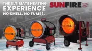 Three SunFire models showing the ultimate heating experience