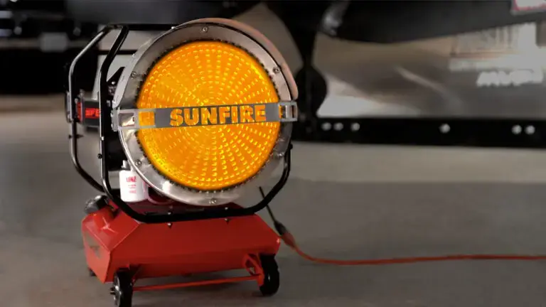 SunFire SF80 inside a landscape shop giving safe indoor heat