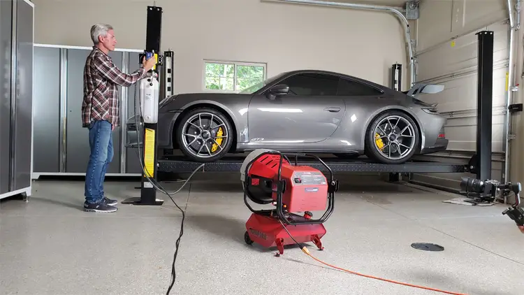 SunFire inside a residential garage with no smell, no fumes because it's safe to use indoors