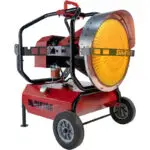 Front angle view of the SunFire SF160 heater running at 160,000 BTUs to be used inside a shop, garage, or jobsite.