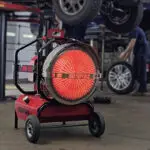 SunFire SF160 used in an auto repair service shop and garage to warm employees with an odorless heating experience to warm service technicians using safe diesel/kerosene heating.