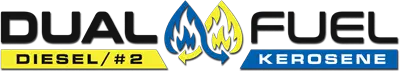 SunFire heaters dual fuel logo for diesel and kerosene heating for a shop, garage, or construction jobsite.